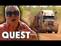 Truckers Struggle To Drive Up A Steep Slope | Outback Trucker