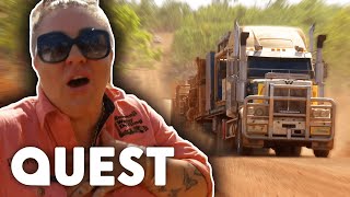 Truckers Struggle To Drive Up A Steep Slope | Outback Trucker