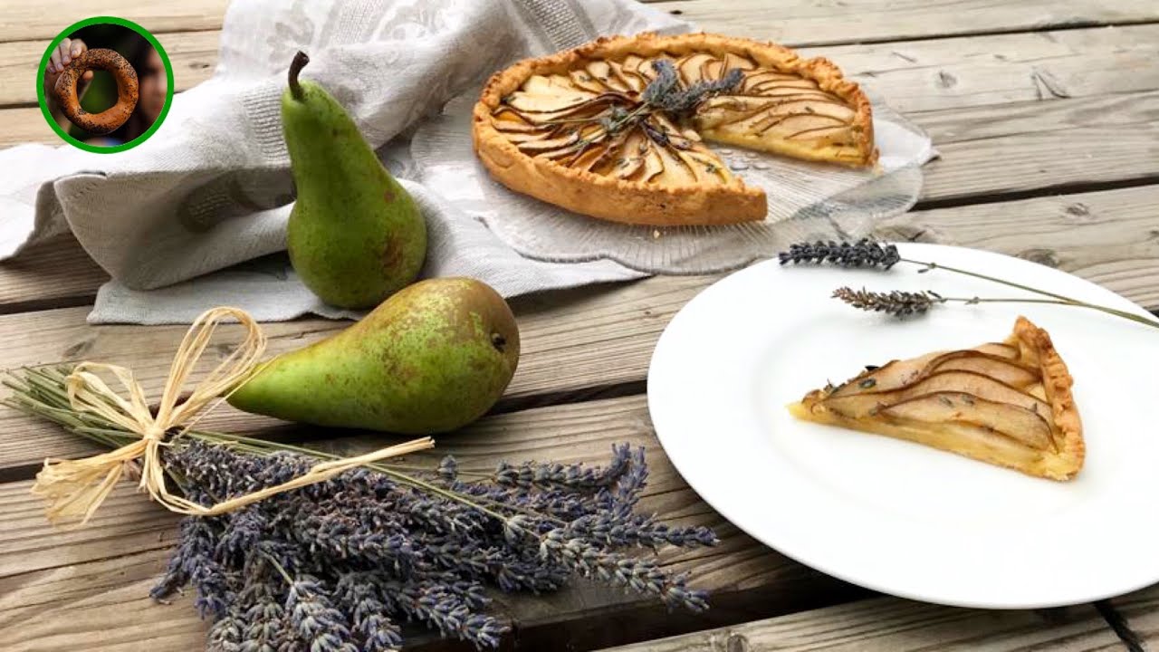 Birnen Tarte mit Lavendel | Französischer Birnenkuchen - YouTube