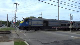 LIRR 413 K5LLA Double Decker Train 17 to Jamaica with Horn Show - Brentwood Rd Crossing - Bay Shore