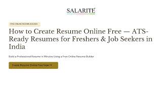 How to Create Resume Online Free — ATS Ready Resumes for Freshers &amp; Job Seekers in India