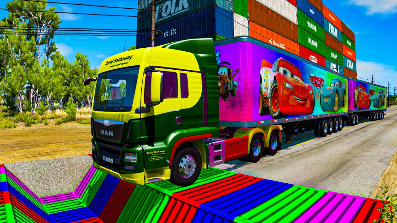 Trucks Cars vs Massive Speed Bumps vs Giant Bulge 