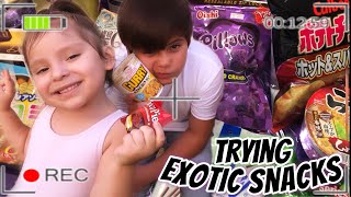 TRYING EXOTIC SNACKS FOR THE FIRST TIME *mouth watering*