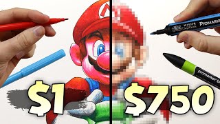 $1 vs $750 MARKER ART | Which is WORTH IT..? | MARIO