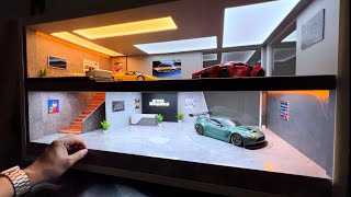 How to Build a Two Storey 1/18 Car Showroom Diorama with TV & Turntable | 1/18 Diorama