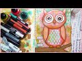 Easy Owl on Grungy Background | Art Journal