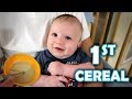 Levi's First Taste of Cereal, He's Getting So BIG!