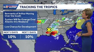 Tracking Arthur's remnants into the Carolinas, storm and flood threat