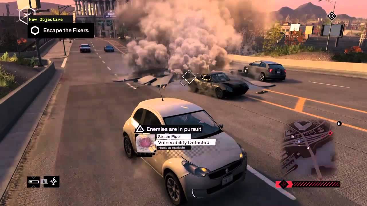 WATCH DOGS - PS4 - Exclusive Mission - Hacking - Car Chase - Grenade Launcher - Explosions