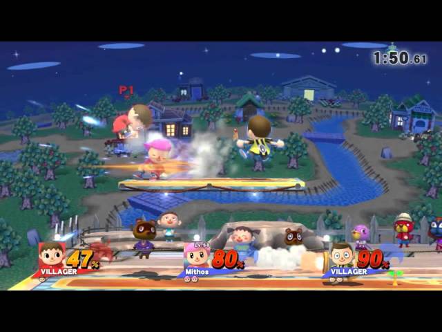 Super Smash Bros. U. Teams Villager vs Villager (amiibo) + Villager (CPU)