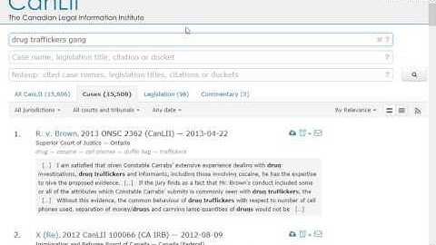 Using a basic search to find cases using CanLII