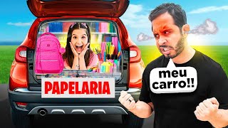 MONTEI UMA LOJA DE MATERIAL ESCOLAR NO CARRO DO MEU PAI *ele surtou?