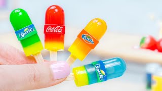 Fresh Miniature Coca Fanta Sprite Pepsi Popsicles | Coolest Miniature Tiny Rainbow Popsicle Recipe