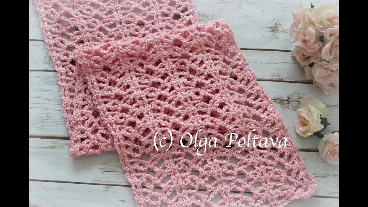 How to Crochet Scarf with Lace Design, or Wrap, or Baby Blanket, Crochet Video Tutorial