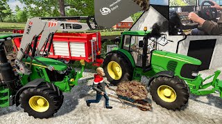 John Deere tractors in action - Farming Simulator 22 steering wheel gameplay | Farmer's Job screenshot 2