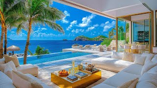Jazz Rhythm In The Coastal Living Room Space - Gentle Jazz & Ocean Wave Help To Energize The New Day