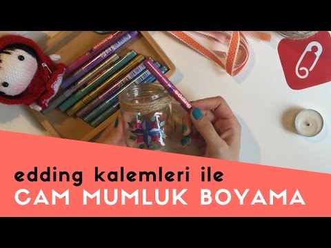 edding kalemleri ile cam mumluk boyama