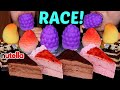 ASMR CREPE CAKE VIRAL FRUIT ICE CREAM RACE Soft Eating Sounds 먹방