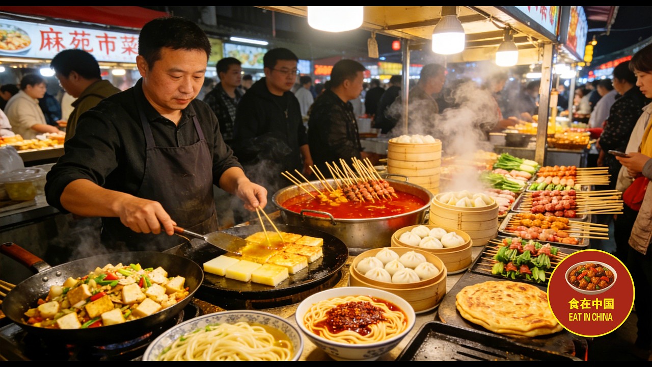 Уличная еда Китай Сиань｜Суп Паомо с бараниной, острый лянфэнь и ночной рынок