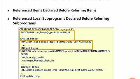 oracle  Subprograms & Forward Declaration