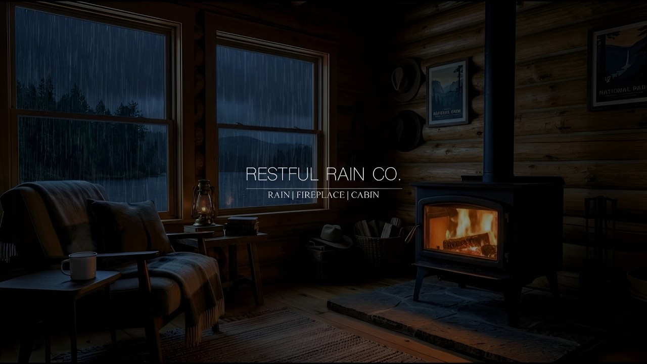 Cozy Cabin Rain Sounds with Warm Fireplace 🔥 Perfect for Deep & Peaceful Sleep