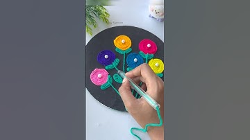 Easy Flower making  by using Pen😍#woolen #diy #flowers #shorts