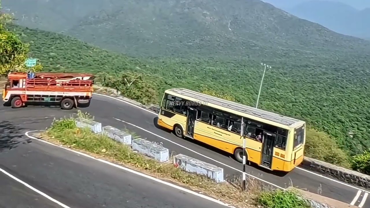 Government transport bus drives hairpin easily #bus 
