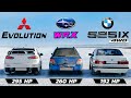 IceDrag: BMW 525ix vs Evolution X vs Subaru WRX GGA/GC8 vs Audi A4 Quattro | All Michelin Type