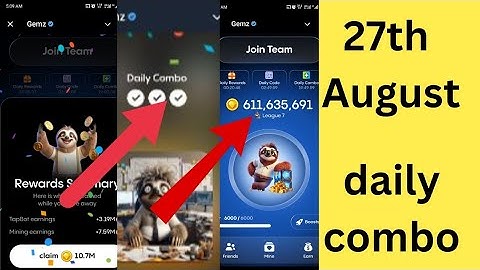 August 27th GEMZ Daily Combo & Cipher Solution | 27th-28th August Today  (5000000 Coins