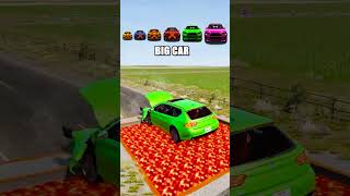 Big & Small Cars vs Giant Pit Bollards Crash - BeamNG.drive