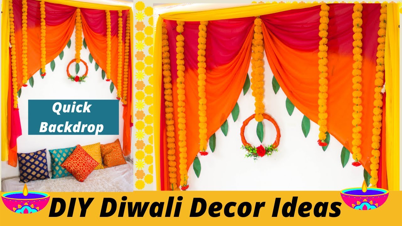 Diwali decoration ideas at home | DIY Diwali backdrop for festive | diwali Living room decor ideas