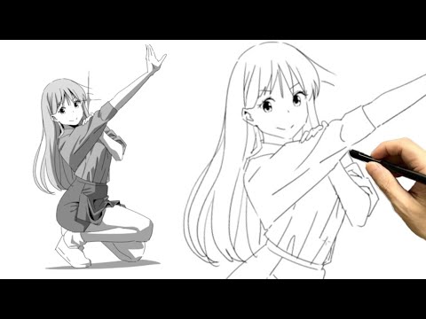 (Process of drawing) How to draw poses with arms raised
