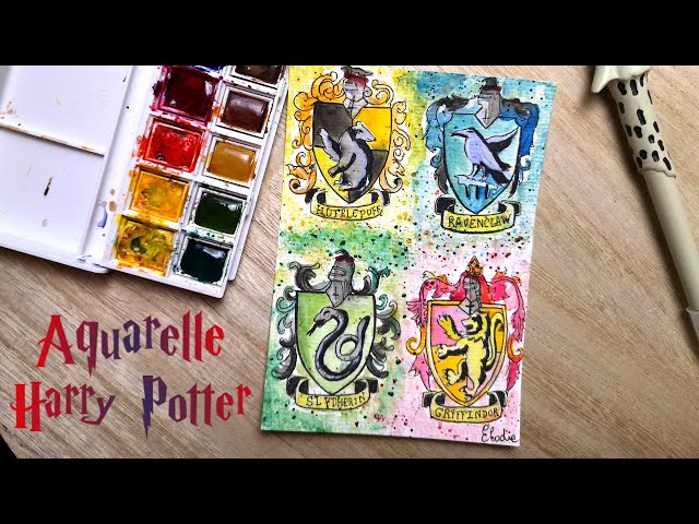 Peinture aquarelle maisons Harry Potter