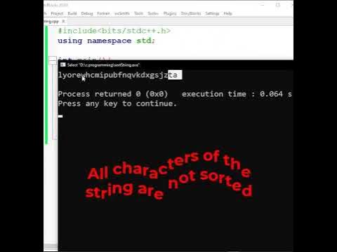 C++ | how to sort a string in alphabetical order in C/C++ - YouTube
