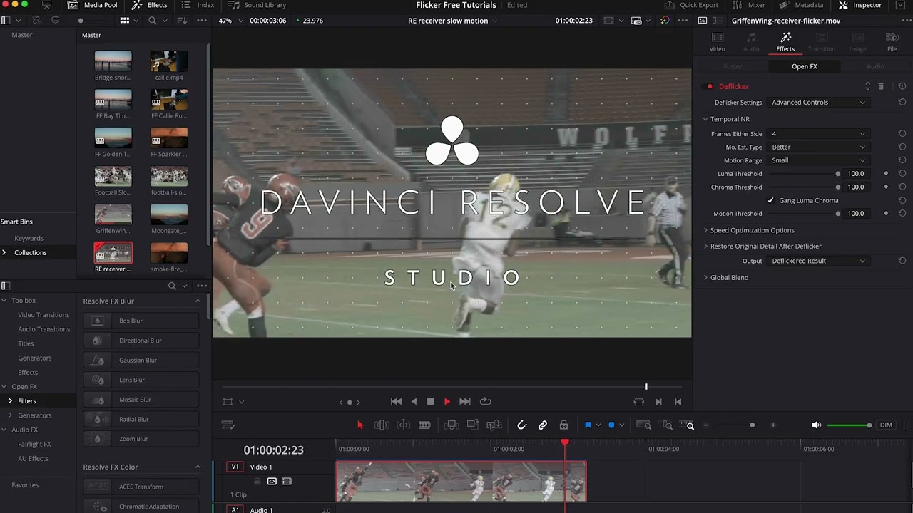 Deflickering Slow Motion Footage in Davinci Resolve