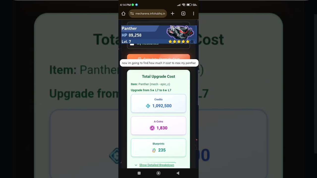 ⁣new mech arena upgrade calculator #mecharena #gaming #calculator
