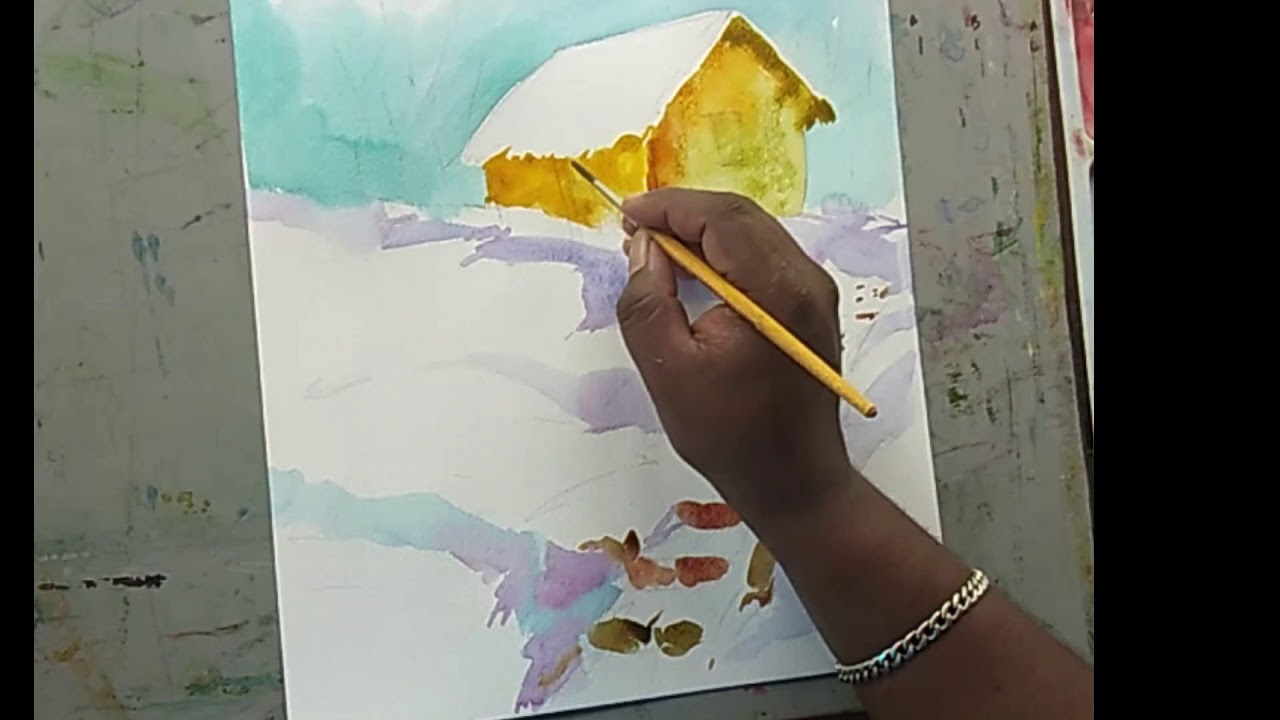 How to paint landscape in watercolour for beginners/simple landscape