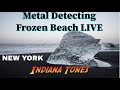 LIVE Metal Detecting Frozen Beach New York City Minelab Equinox 600