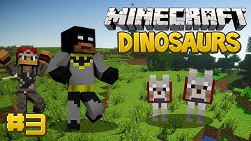 Minecraft Dinosaurs Mod (Fossils and Archaeology) Survival Series, Episode 3 - Doggy Door!