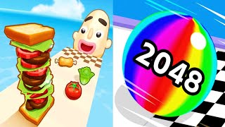 Ball Run 2048 vs Sandwich Runner - Satisfying ASMR Gameplay All Levels