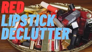 Makeup Declutter - 57 Red Lipsticks!