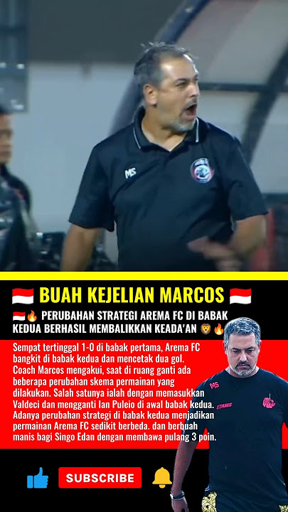 AREMA FC MENANG BERKAT KEJELIAN COACH MARCOS #trendingfootball #arema #aremania #brisuperleague