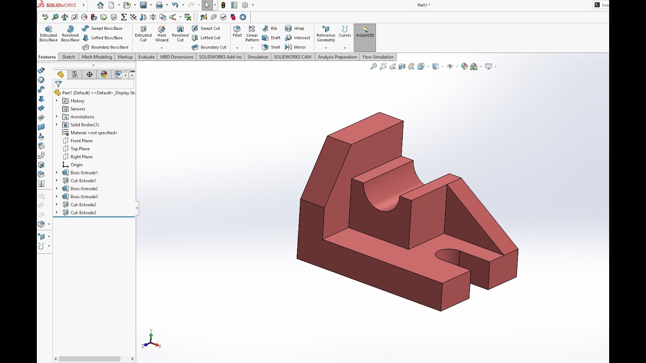 Create Simple Model Using SolidWorks - YouTube