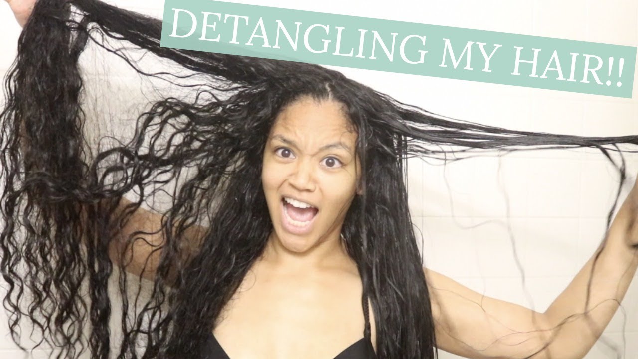 Detangling My Curly Hair Curly Girl Method YouTube