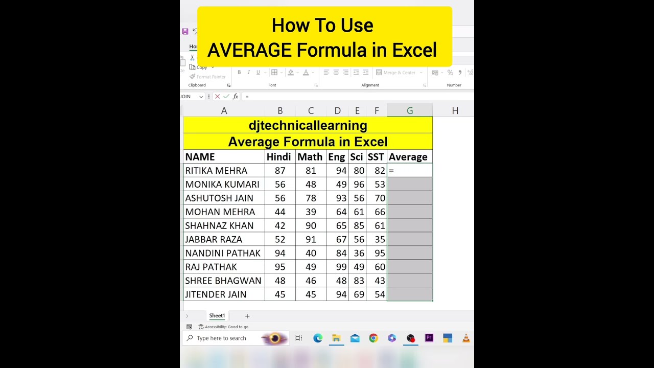 AVERAGE Formula In Excel How To Use Average Function Averageinhindi