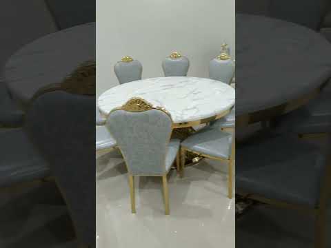 طاولة طعام 8كرسي ستيل رخام اللاثاث رياض
