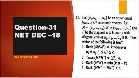orthonormal basis and  rank  MPM* NET DEC -2018 question 31