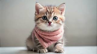 Cute Kitten  wearing a scarf - Free images Generated with AI