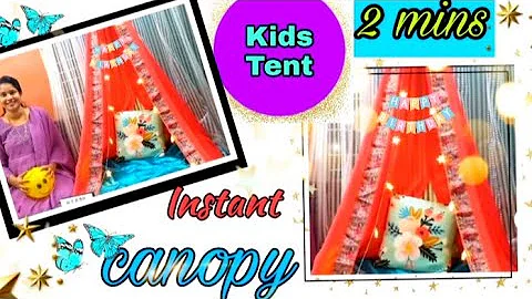 Easy canopy Birthday Decoration Ideas | DIY Canopy Tent with saree |  canopy decoration | saranya