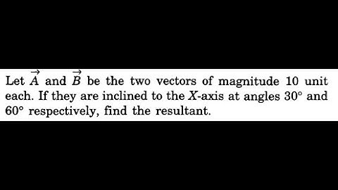 Let A & B be two vector of magnitude 10 each. If they make angle 30°&60° from x axis find resultant.